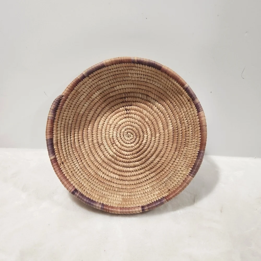 Boho Natural Woven Coiled Reed Grass Handmade Wall Art Decor And Basket - Picture 2 of 11